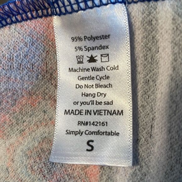 LULAROE Amelia Dress size S beautiful rich blue with colorful pattern accents - Picture 14 of 14